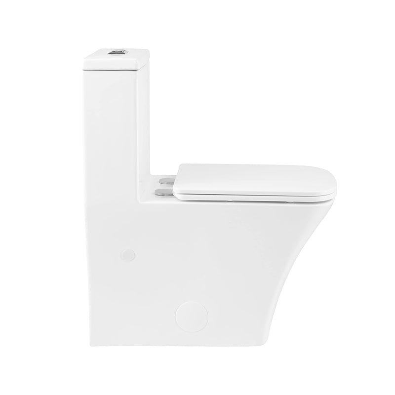 Edge Elongated Complete Dual Flush One Piece Toilet - Floor Mount - 14" Vitreous China/Gloss White