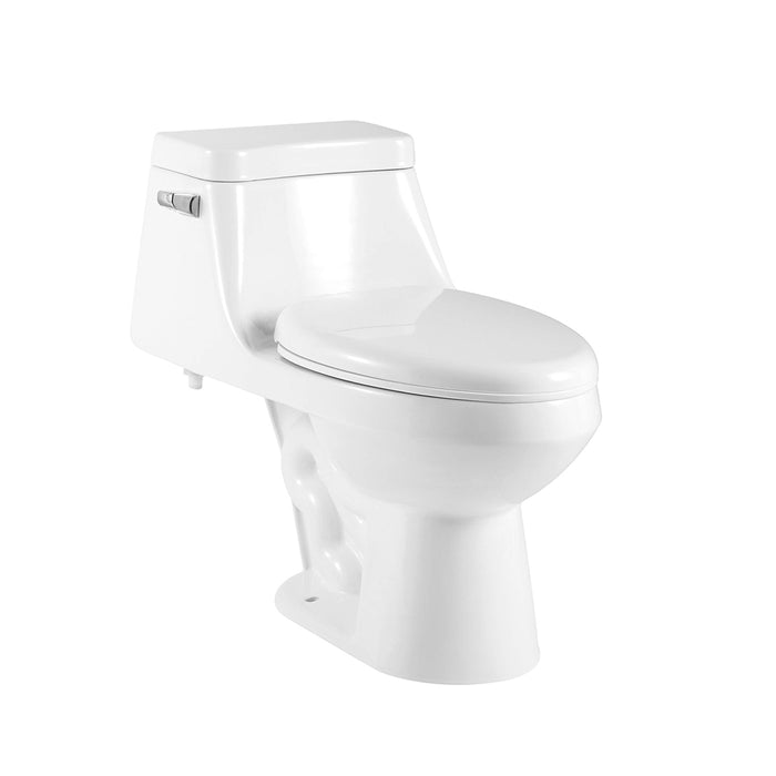 Flux Elongated Complete Single Flush One Piece Toilet - Floor Mount - 15" Vitreous China/Gloss White