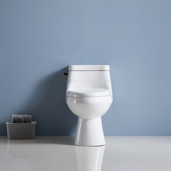 Flux Elongated Complete Single Flush One Piece Toilet - Floor Mount - 15" Vitreous China/Gloss White