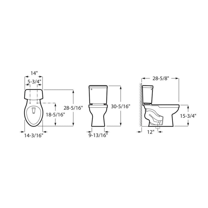 Supra Elongated Complete Single Flush Two Piece Toilet - Floor Mount - 14" Vitreous China/Gloss White