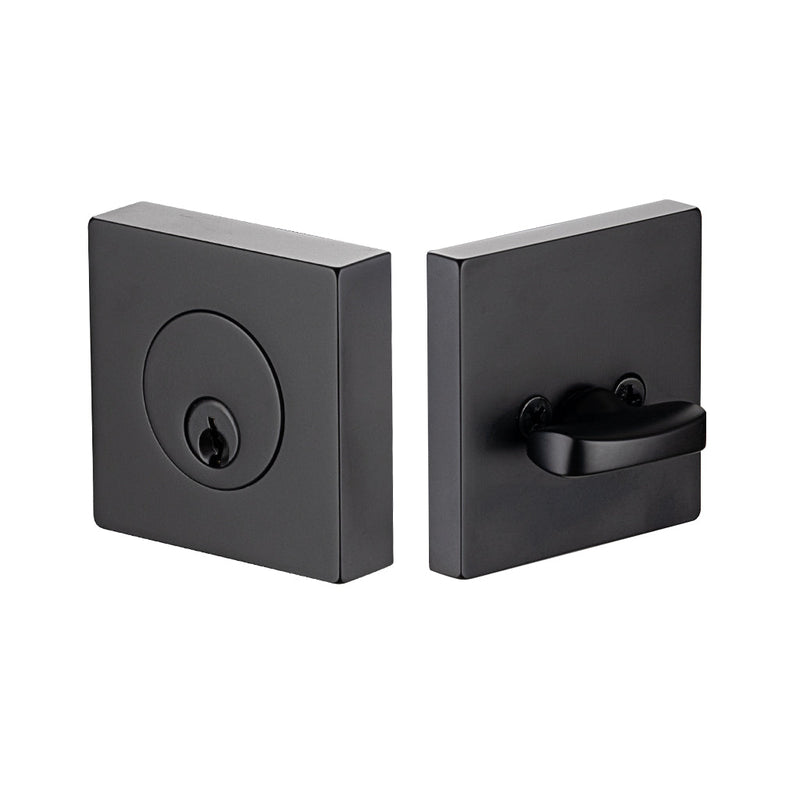 Square Key Function Single Cylinder Deadbolt - Door Mount - 0" Brass/Matt Black