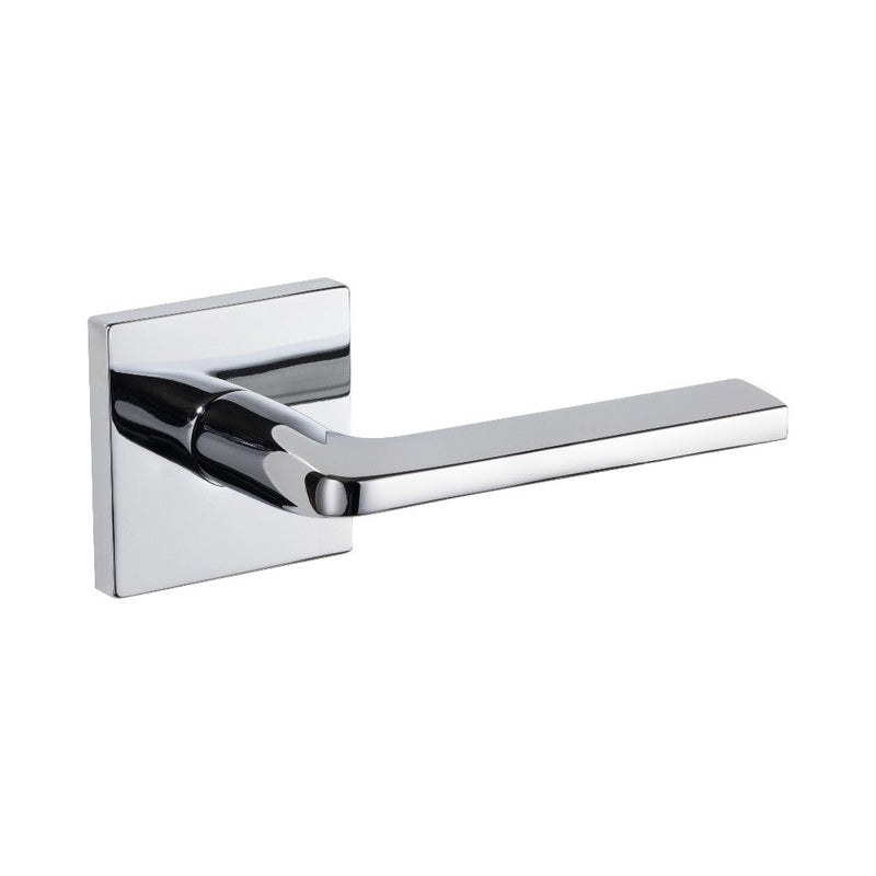Square Concealed Dummy Door Leverset - Door Mount - 6" Brass/Polished Chrome