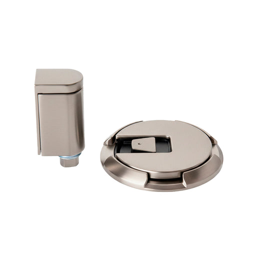 Magnetic Round Door Holder - Door Mount - 2" Zinc/Brushed Nickel