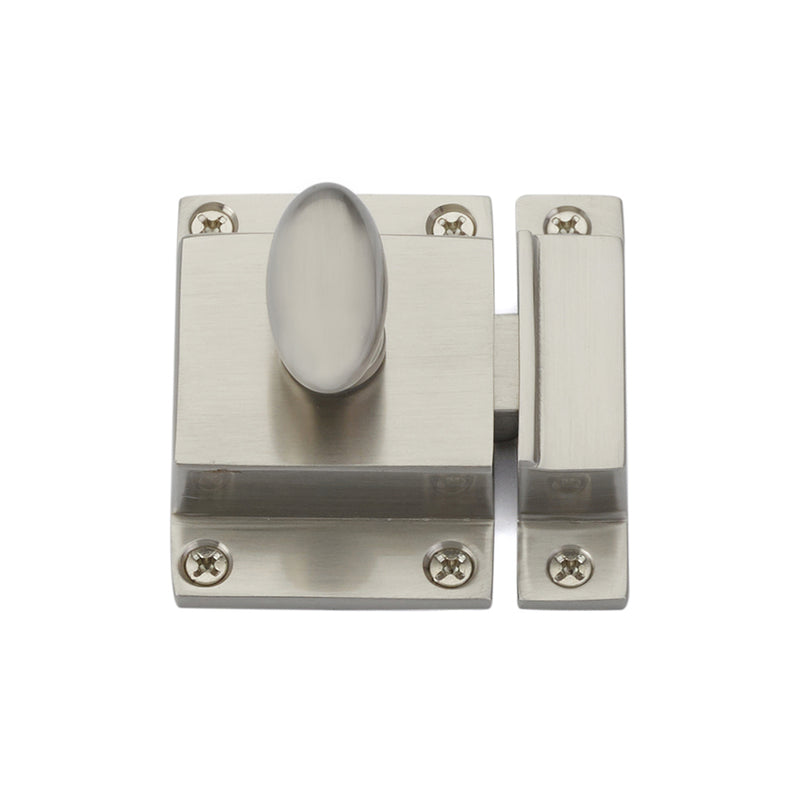Square Cabinet Latch - Cabinet Mount - 2" Brass/Satin Nickel