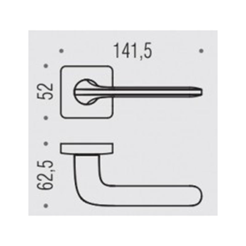 Roboquattros Square Door Leverset - Door Mount - 6" Brass/Polished Chrome
