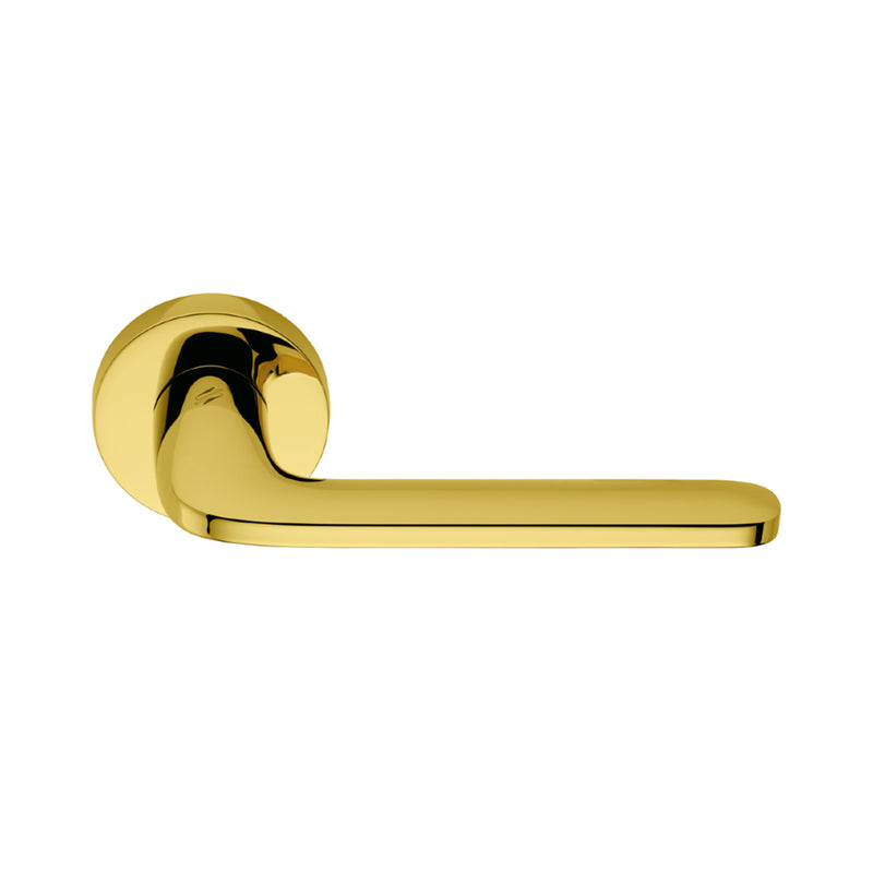 Roboquattros Round Door Leverset - Door Mount - 6" Brass/Gold