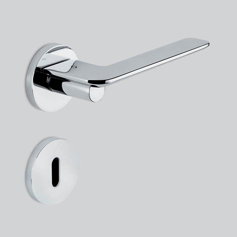 Slim Door Leverset - Door Mount - 6" Brass/Polished Chrome