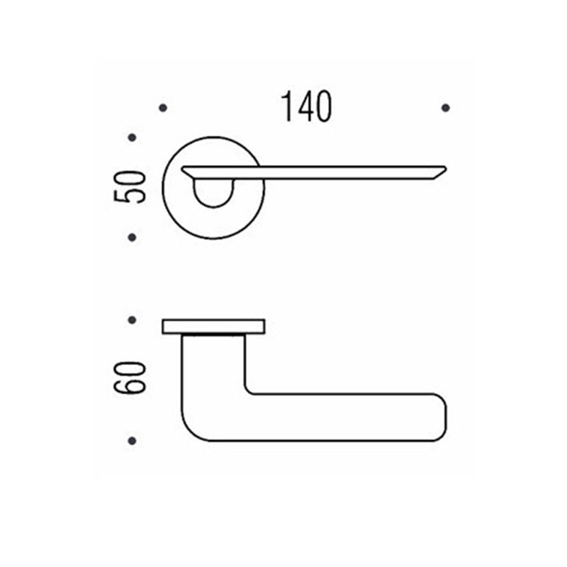Slim Door Leverset - Door Mount - 6" Brass/Polished Chrome