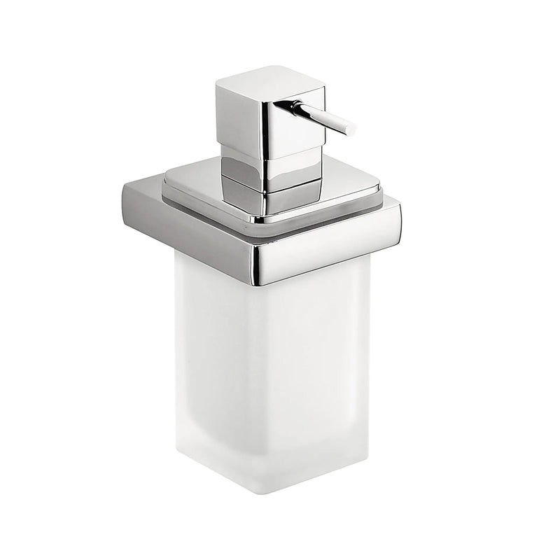 Lulu Soap Dispenser - Wall Mount - 7" Brass/Glass/Polished Chrome/White