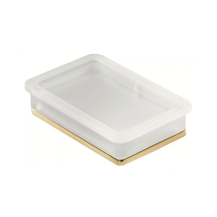Lulu Soap Dish - Free Standing - 6" Brass/Glass/White/Gold