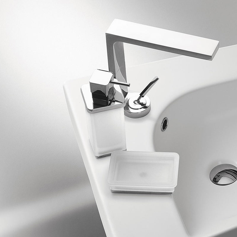 Lulu Soap Dish - Free Standing - 6" Brass/Glass/White/Gold