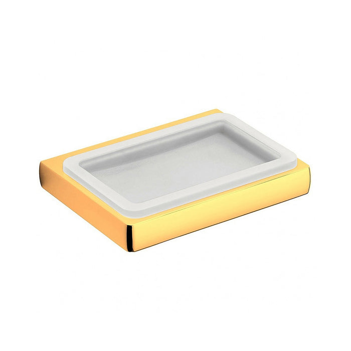 Lulu Soap Dish - Wall Mount - 6" Brass/Glass/White/Gold