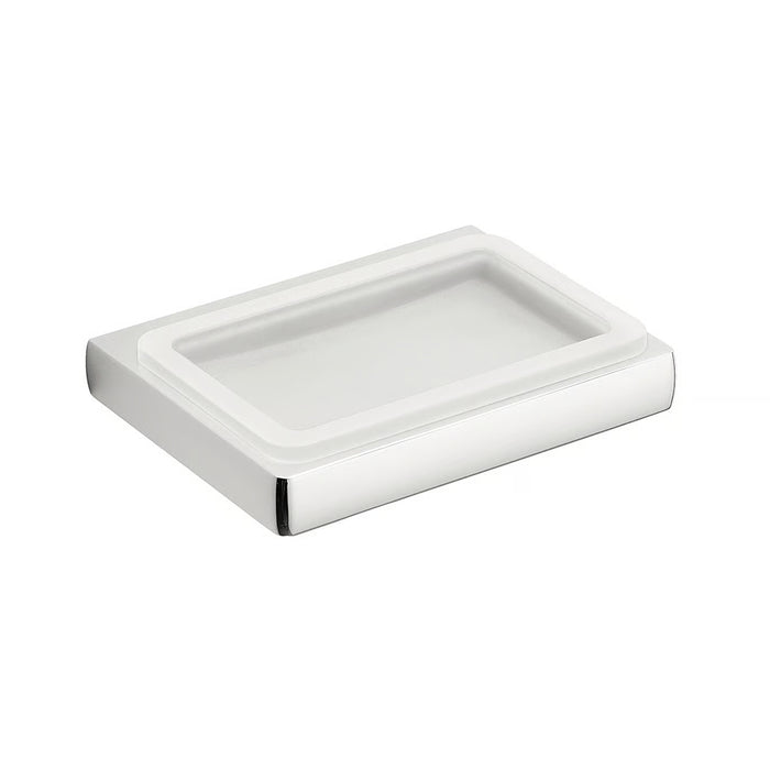 Lulu Soap Dish - Wall Mount - 6" Brass/Glass/Polished Chrome/White