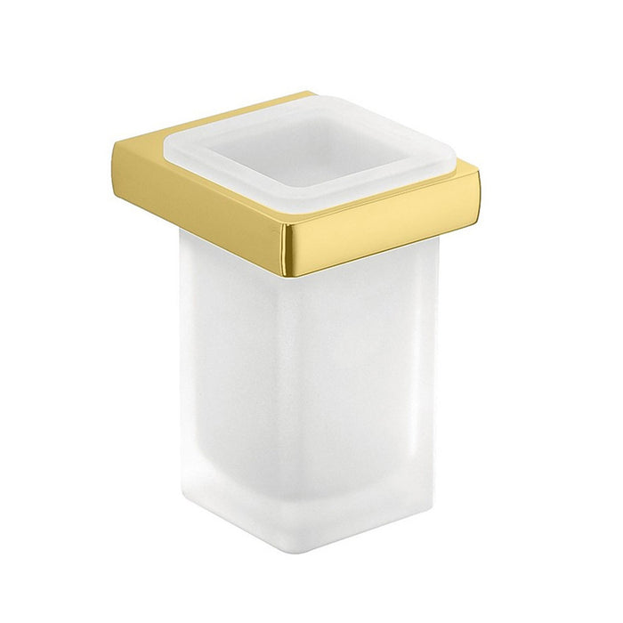 Lulu Toothbrush Holder - Wall Mount - 5" Brass/Glass/White/Gold