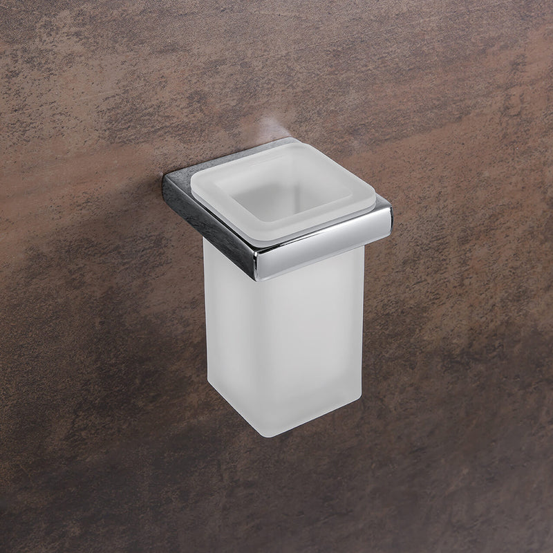 Lulu Toothbrush Holder - Wall Mount - 5" Brass/Glass/White/Gold