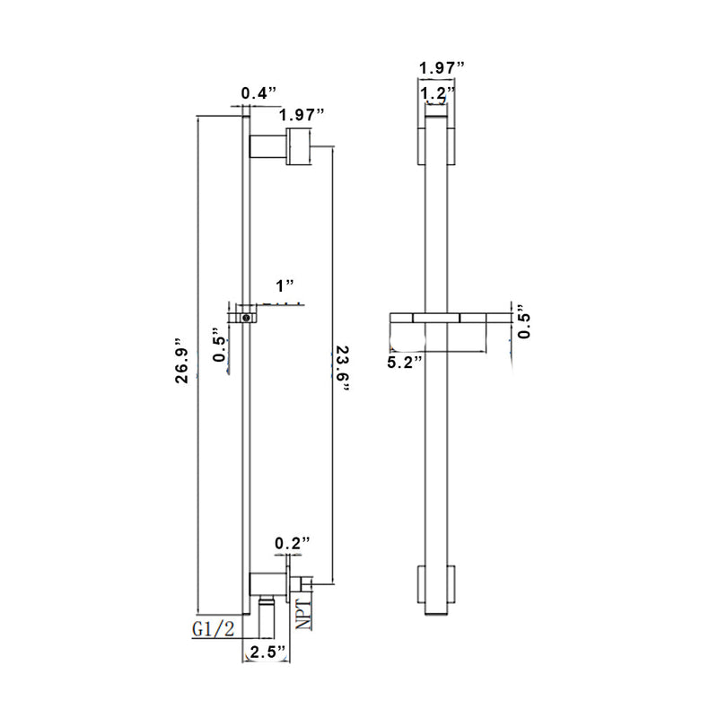 Devon Hand Shower Column Set - Wall Mount - Brass/Brushed Nickel