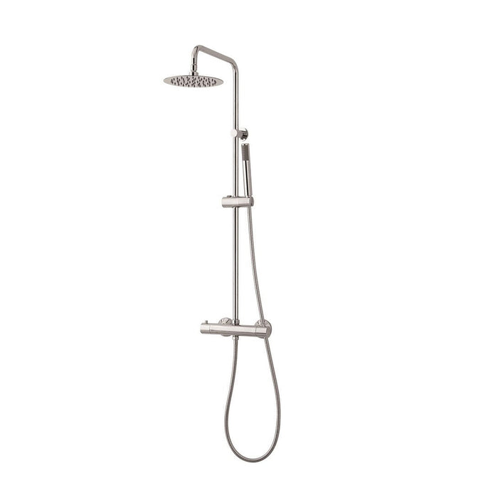 Metro Round Thermostatic Shower Column - Wall Mount - 8" Brass/Brushed Nickel (Final Sale)