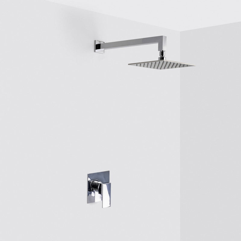 Devon 1-Way Pressure Balance Trim Complete Shower Set - Wall Mount - 8" Brass/Polished Chrome