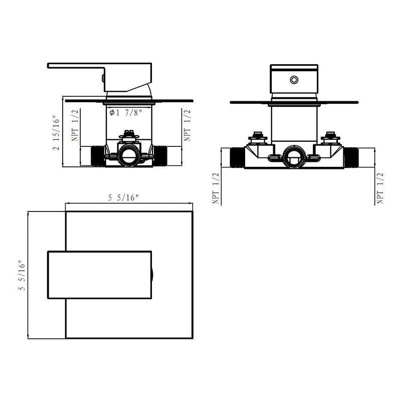 Devon 1-Way Pressure Balance Trim Complete Shower Set - Wall Mount - 8" Brass/Matt Black