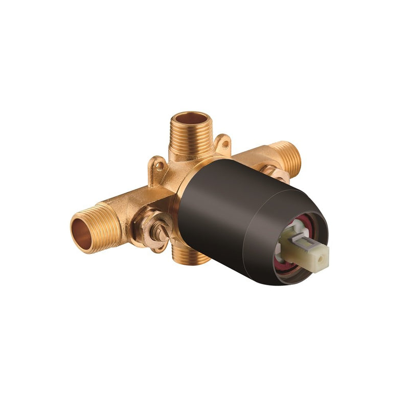 Devon 1-Way Pressure Balance Trim Complete Shower Set - Wall Mount - 8" Brass/Matt Black