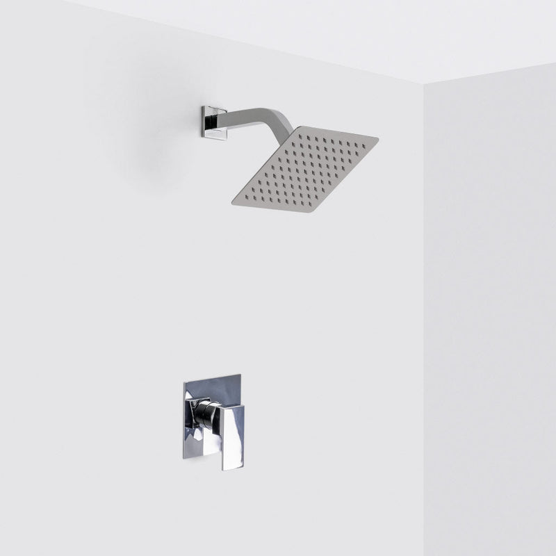 Devon 1-Way Pressure Balance Trim Complete Shower Set - Wall Mount - 8" Brass/Polished Chrome