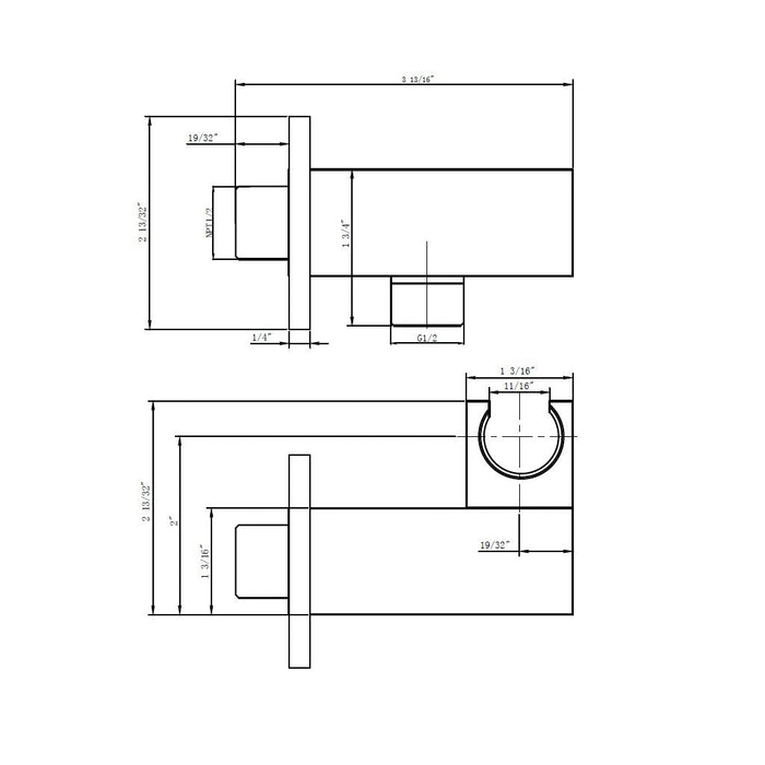 Devon 2-3 Way Thermostatic Trim Complete Shower Set - Wall Mount - 12" Brass/Matt Black