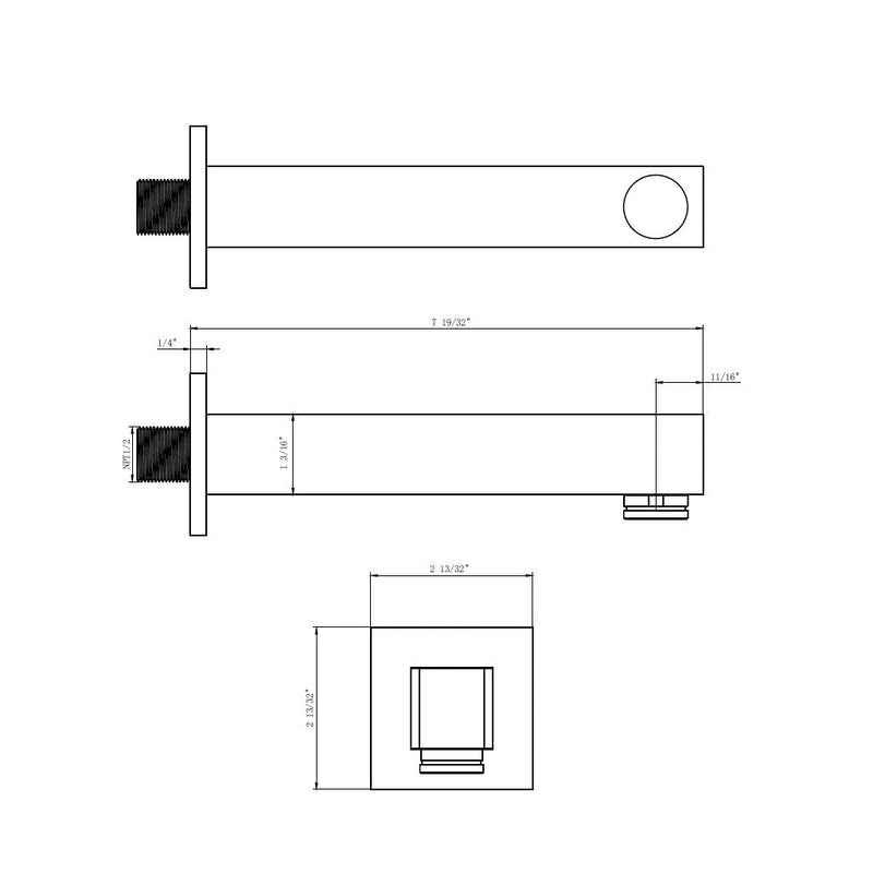 Devon 2-3 Way Shower Set With Tub Spout - Wall Mount - 12" Brass/Brushed Nickel
