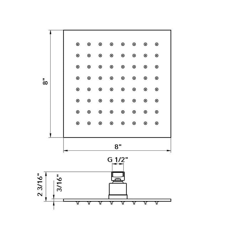 Devon 2-3 Way Shower Set With Tub Spout - Wall Mount - 8" Brass/Matt Black