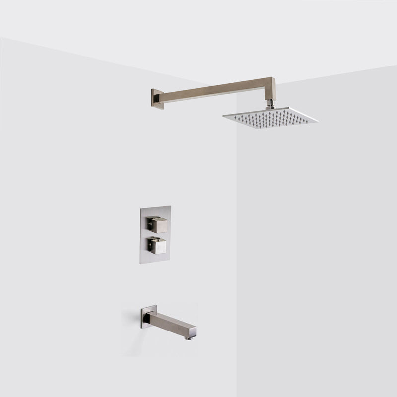 Devon 2-3 Way Shower Set With Tub Spout - Wall Mount - 8" Brass/Brushed Nickel