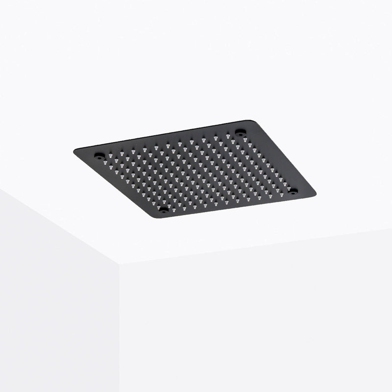 Devon 2-3 Way Shower Set With Hand Shower Set - Flush Mount - 12" Brass/Matt Black