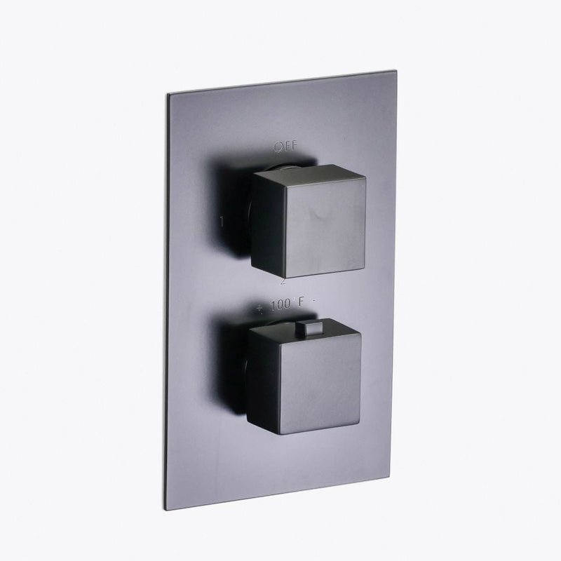 Devon 2-3 Way Shower Set With Hand Shower Set - Flush Mount - 12" Brass/Matt Black