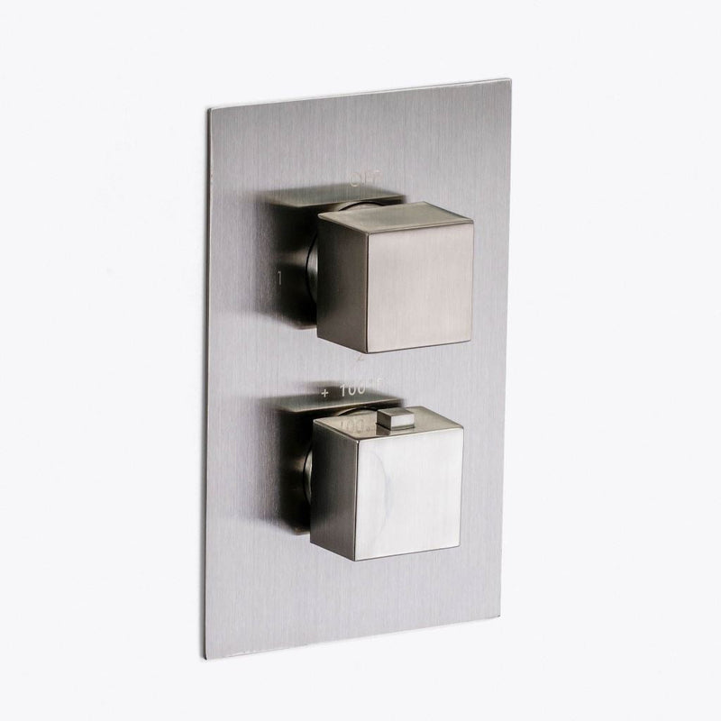 Devon 2-3 Way Shower Set With Hand Shower Column Set - Flush Mount - 12" Brass/Brushed Nickel