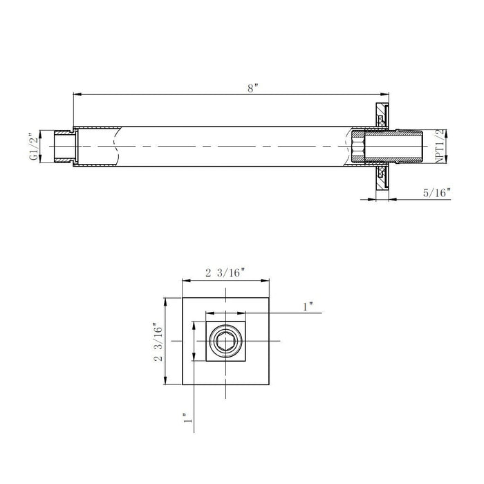 Devon 2-3 Way Thermostatic Trim Complete Shower Set - Ceiling Mount - 12" Brass/Brushed Nickel