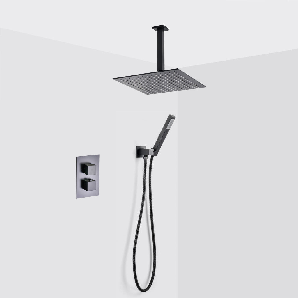 Devon 2-3 Way Shower Set With Hand Shower Set - Ceiling Mount - 12"