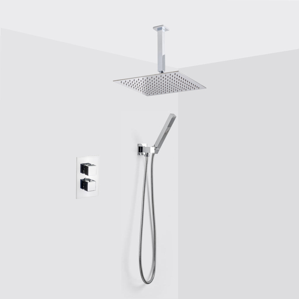 Devon 2-3 Way Shower Set With Hand Shower Set - Ceiling Mount - 12"