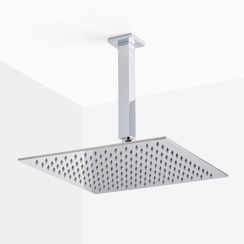 Devon 2-3 Way Shower Set With Hand Shower Set - Ceiling Mount - 12" Brass/Polished Chrome