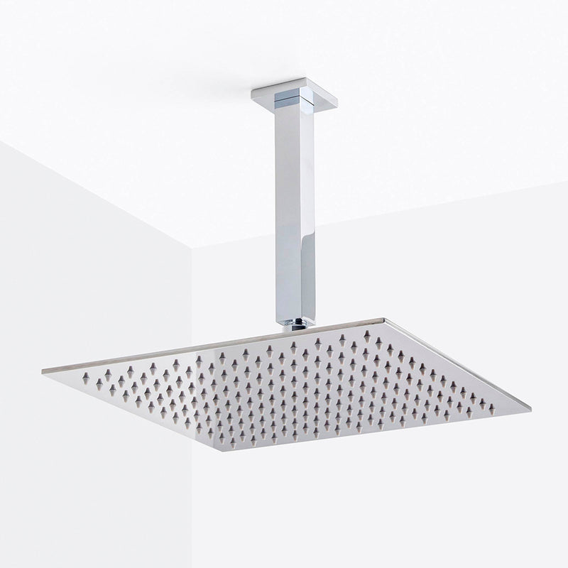 Devon 3 Way Thermostatic Complete Shower Set: 12" Ceiling & 4" Wall Mount Shower Heads with Handheld - Brass/Polished Chrome