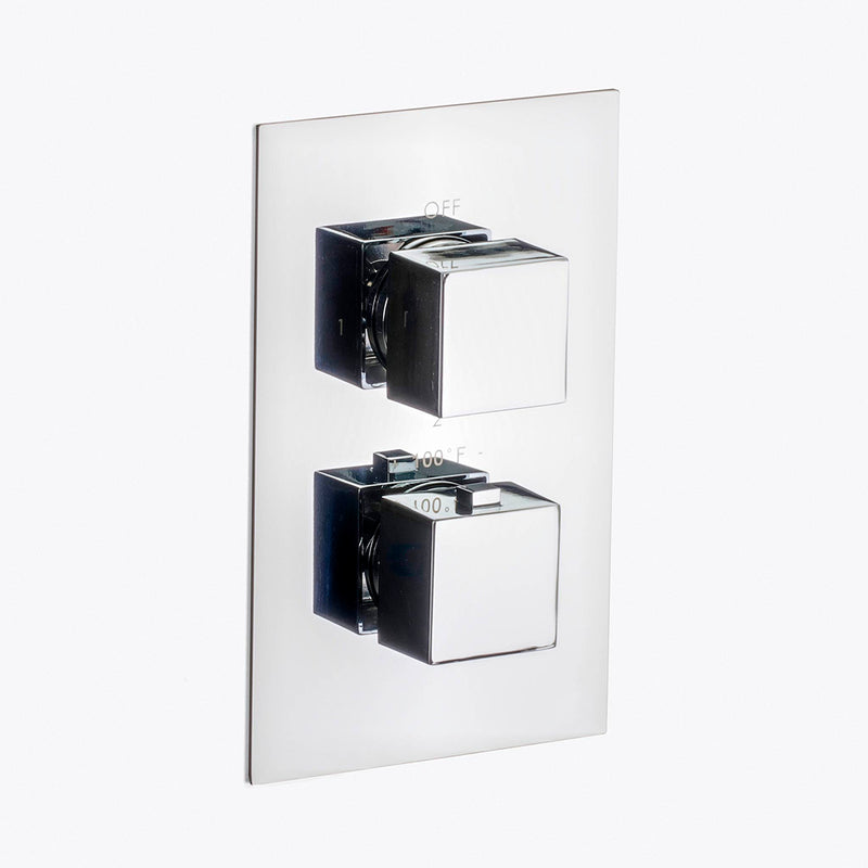 Devon 3 Way Thermostatic Complete Shower Set: 12" Ceiling & 4" Wall Mount Shower Heads with Handheld - Brass/Polished Chrome
