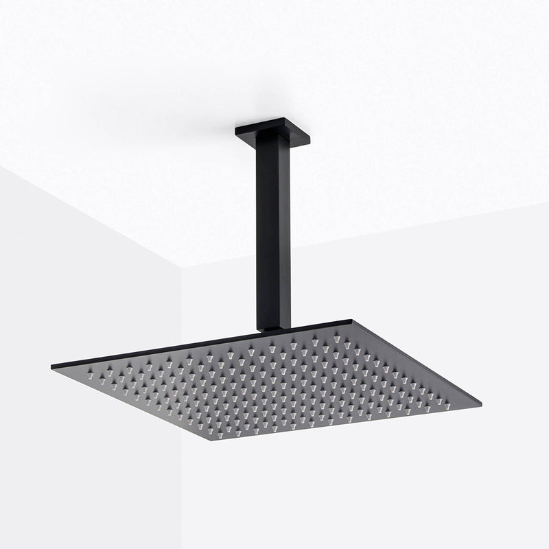 Devon 3 Way Thermostatic Complete Shower Set: 12" Ceiling & 4" Wall Mount Shower Heads with Handheld - Brass/Matt Black