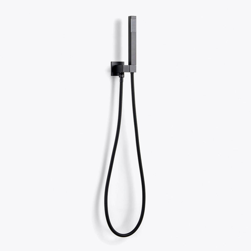 Devon 3 Way Thermostatic Complete Shower Set: 12" Ceiling & 4" Wall Mount Shower Heads with Handheld - Brass/Matt Black