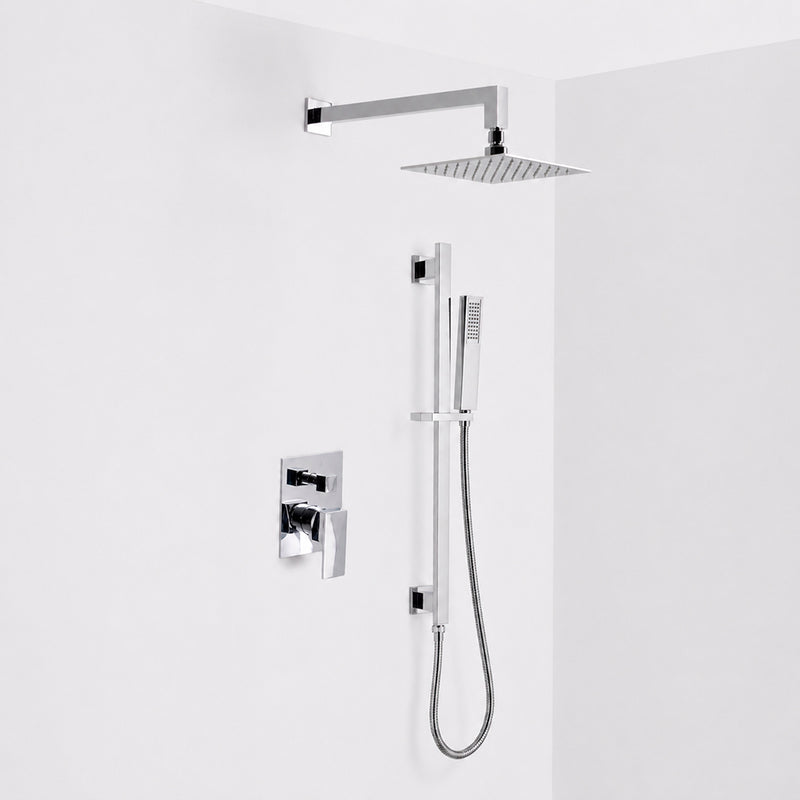 Devon 2 Way Pressure Balance Complete Shower Set - Wall Mount - 8" Brass/Polished Chrome