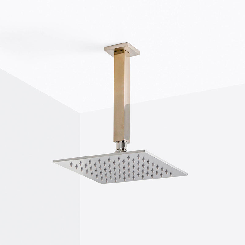 Devon 2 Way Pressure Balance Complete Shower Set - Ceiling Mount - 8" Brass/Brushed Nickel