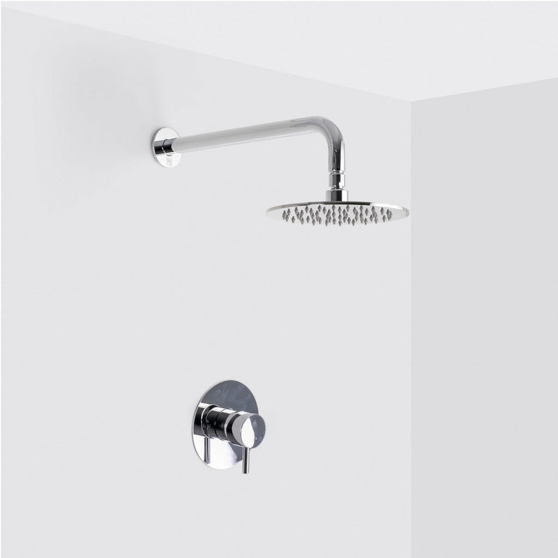 Metro 1-Way Pressure Balance Trim Complete Shower Set - Wall Mount - 8" Brass/Polished Chrome