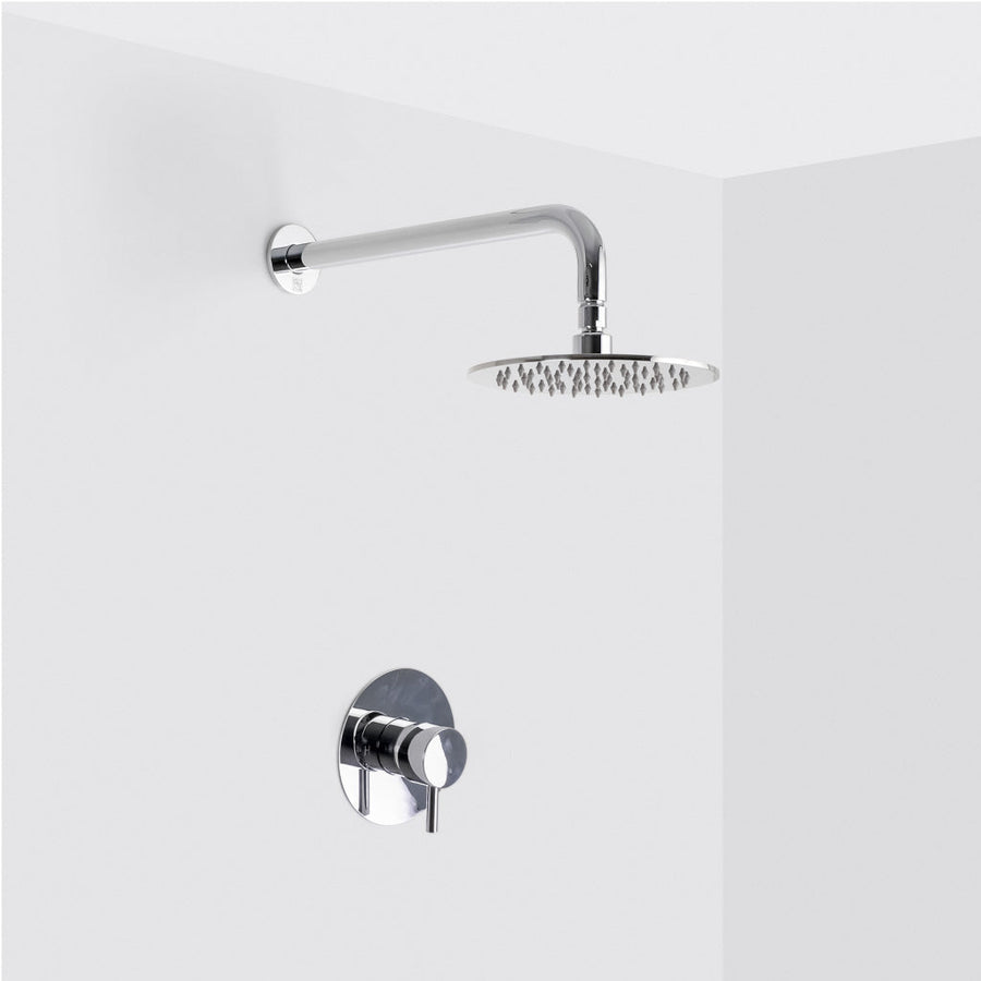 Metro 1-Way Pressure Balance Trim Complete Shower Set - Wall Mount - 8" Brass/Polished Chrome