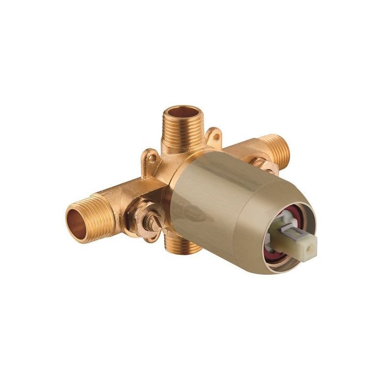 Metro 1-Way Pressure Balance Trim Complete Shower Set - Wall Mount - 8" Brass/Satin Brass