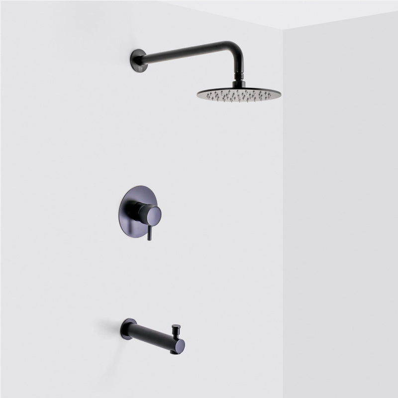 Metro 1-Way Pressure Balance Trim Complete Shower Set - Wall Mount - 8" Brass/Matt Black