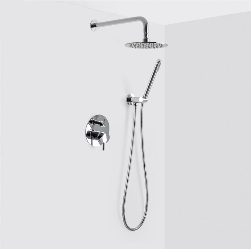Metro 2-Way Pressure Balance Trim Complete Shower Set - Wall Mount - 8" Brass/Polished Chrome