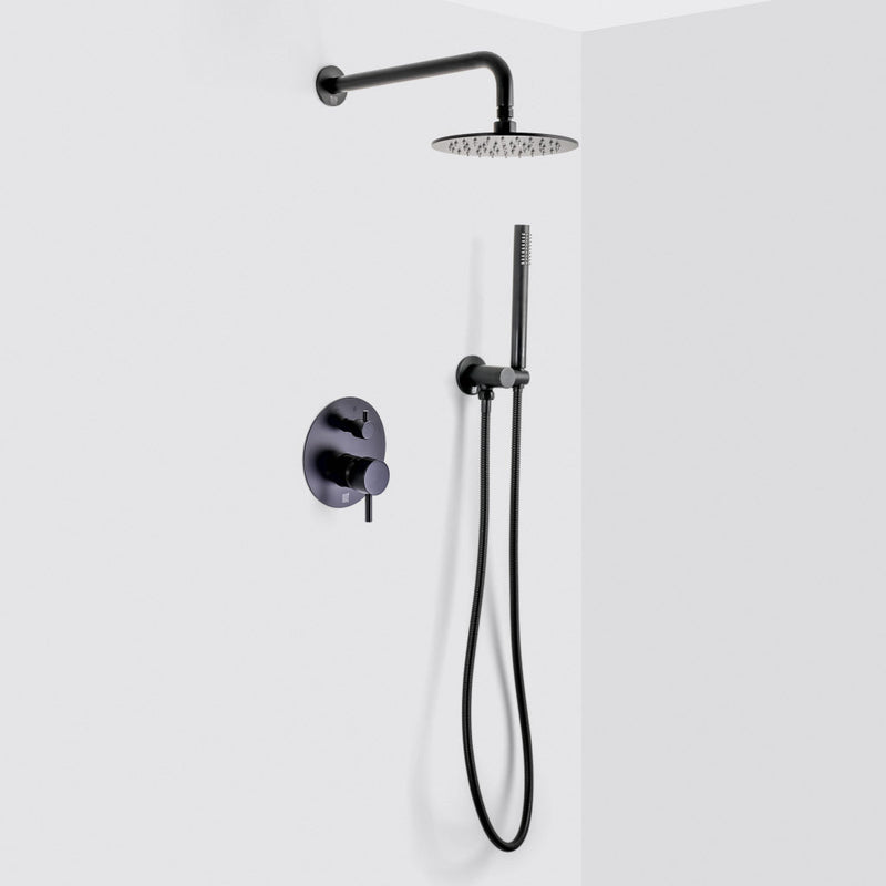 Metro 2-Way Pressure Balance Trim Complete Shower Set - Wall Mount - 8" Brass/Matt Black