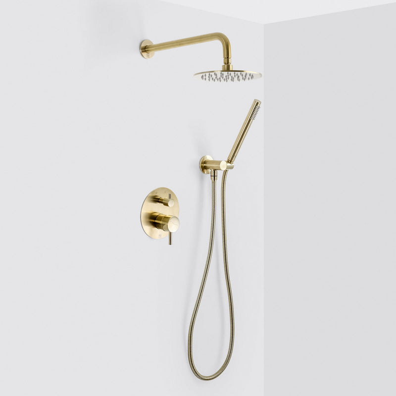Metro 2-Way Pressure Balance Trim Complete Shower Set - Wall Mount - 8" Brass/Satin Brass