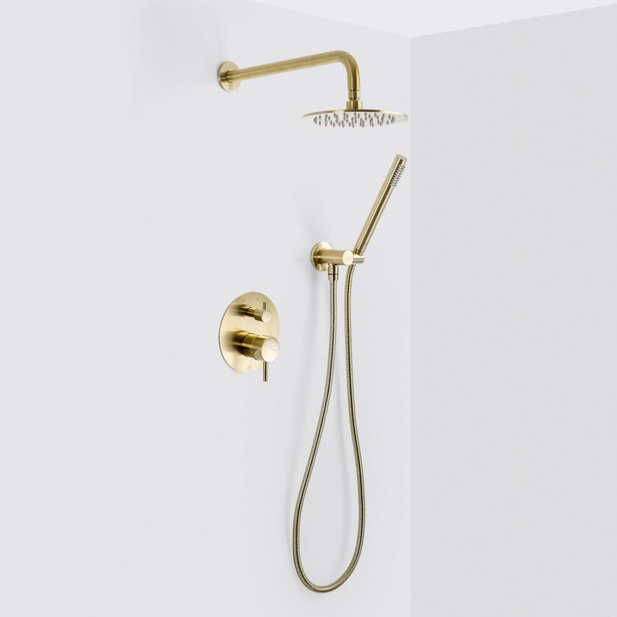 Metro 2-Way Pressure Balance Trim Complete Shower Set - Wall Mount - 8" Brass/Satin Brass